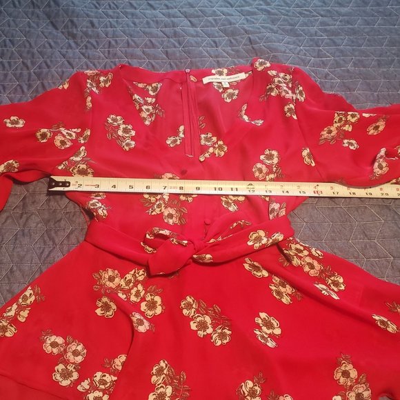 CUPCAKES & CASHMERE TIPTON Floral Cherry Blossom Blouse Top Peplum Hem Size S - Picture 10 of 12